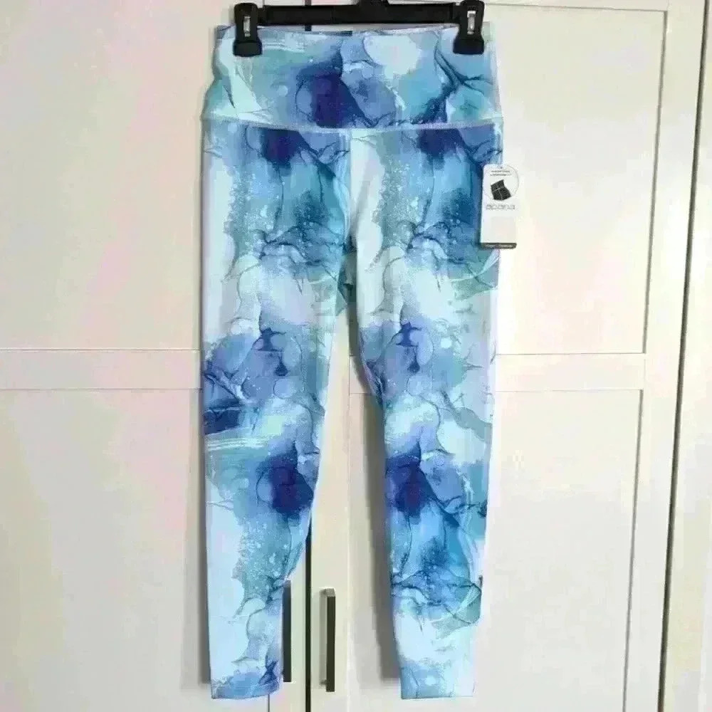 Apana Blue/White Yoga Capri Leggings Size Small